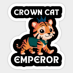 Cute Crown Tiger Cat Emperor Sticker